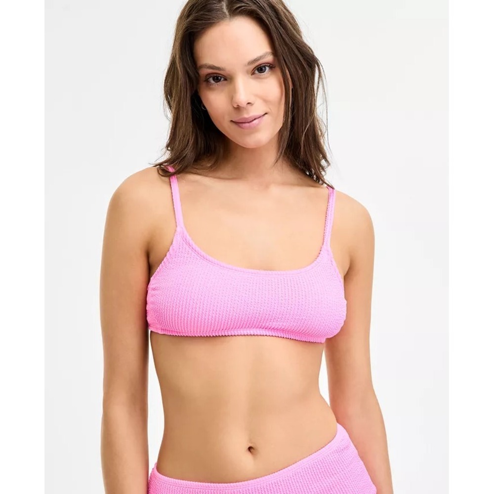 Salt + Cove Juniors Size XS Ribbed Scoop-Neck Bralette Bikini Top in Pink 779